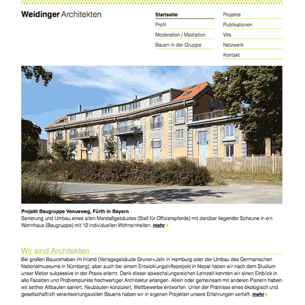 Weidinger Architekten Webseite